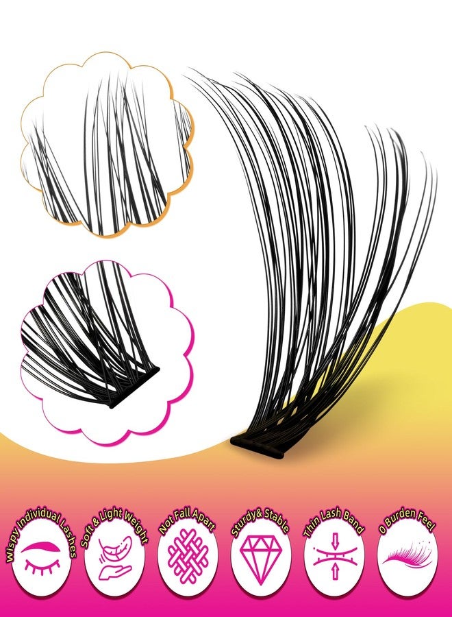 WLFRHD Lash Clusters 280PCS Individual Lashes D Curl Eyelash Clusters Mixed Length Cluster Eyelash Extensions Clusters Lashes with Thin Band Soft False Eyelashes DIY at Home(80D,D-Mix9-16mm) - Image 3